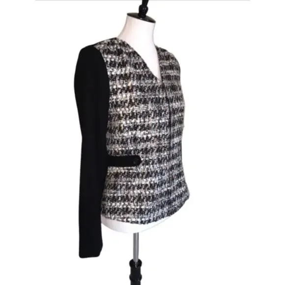 Doncaster Mixed Media Nubby Tweed Zip Jacket Small EUC - Picture 2 of 8